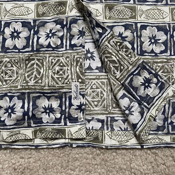 Woolrich Shirt Adult Extra Medium Green Blue Floral Hawaiian Short Sleeve Mens - Picture 5 of 9